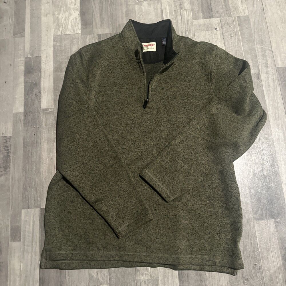 Wrangler Authentics 1/4 Zip Sweater Size large Green Pullover Long Sleeve